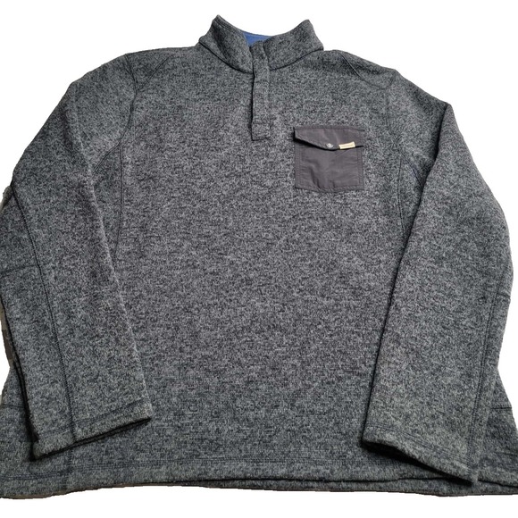 Woolrich Other - Woolrich Fleece Sweater Mens Size XL Gray 1/4‎ Snaps Pullover Pocket Polyester